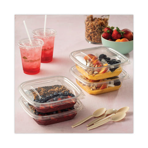 Earthchoice Square Recycled Bowl, 32 Oz, 7 X 7 X 2, Clear, Plastic, 300/carton