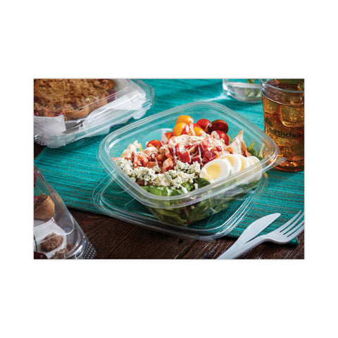 Earthchoice Recycled Pet Container Lid, For 24-32 Oz Container Bases, 7.38 X 7.38 X 0.82, Clear, Plastic, 300/carton