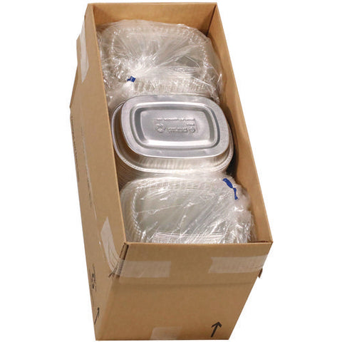 Classic Carry-out Container With Pet Dome Lid, 22 Oz, 8.2 X 6.2 X 1.3, Silver, 100/carton