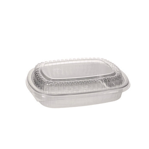 Classic Carry-out Container With Pet Dome Lid, 46 Oz, 9.8 X 7.8 X 1.3, Silver, 50/carton