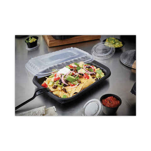 Earthchoice Entree2go Takeout Container, 48 Oz, 11.75 X 8.75 X 1.61, Black, Plastic, 200/carton