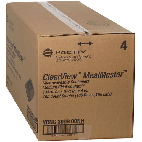 Clearview Mealmaster Chicken Barn, 13.3 X 8.4 X 4, Black/clear, 105/carton