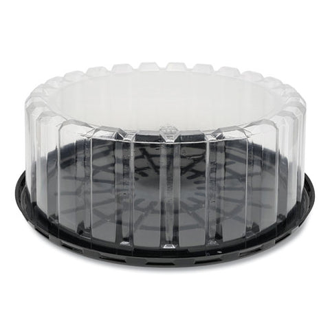 Plastic Cake Container, Shallow 9" Cake Container, 9" Diameter X 3.38" H, Clear/black, 90/carton