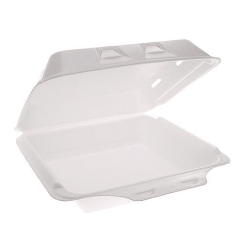 Smartlock Vented Foam Hinged Lid Container, 9 X 9.5 X 3.3, White, 150/carton