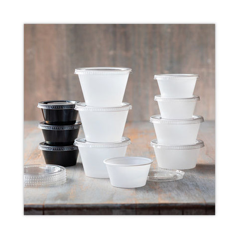 Plastic Portion Cup, 2 Oz, Black, 200/bag, 12 Bags/carton