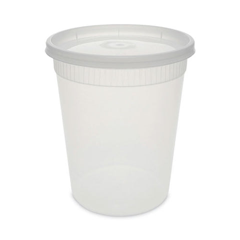 Newspring Delitainer Microwavable Container, 32 Oz, 4 .55 Diameter X 5.55 H, Clear, Plastic, 240/carton