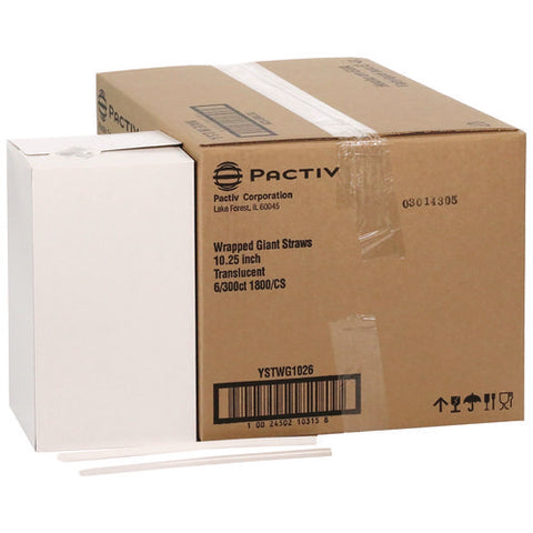 Giant Paper-wrapped Straw, 10.25", Translucent, 1,800/carton