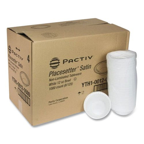 Placesetter Satin Non-laminated Foam Dinnerware, Bowl, 12 Oz, 6 In Dia, White, 1,000/carton
