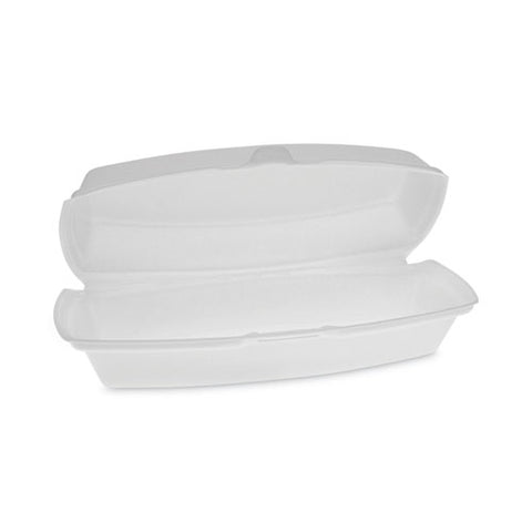 Foam Hinged Lid Container, Single Tab Lock Hot Dog, 7.25 X 3 X 2, White, 504/carton