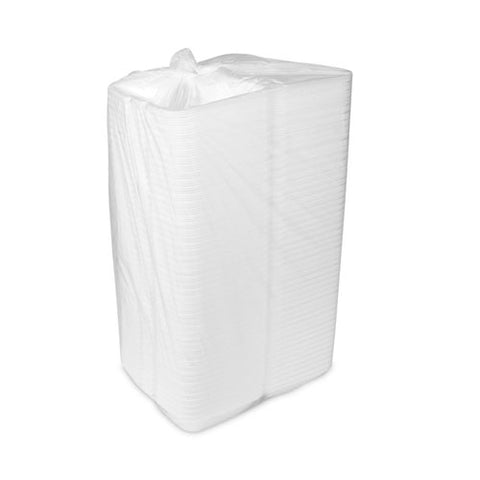 Foam Hinged Lid Container, Single Tab Lock #205 Utility, 9.19 X 6.5 X 2.75, White, 150/carton