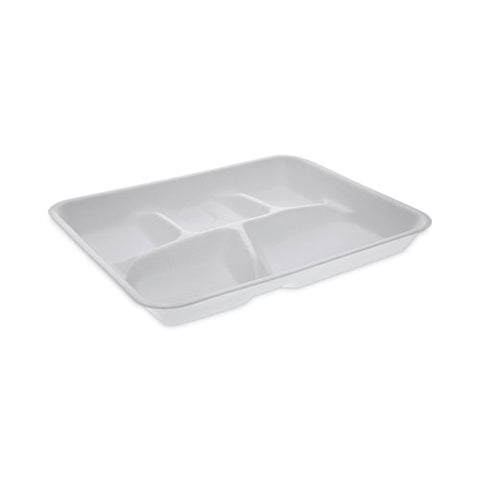 Foam School Trays, 5-compartment Tray, 8.25 X 10.5 X 1, White, 500/carton