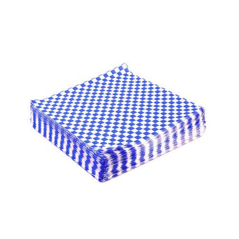 Grease-resistant Food Wrap, 12" X 12", Blue Check, 5,000/carton