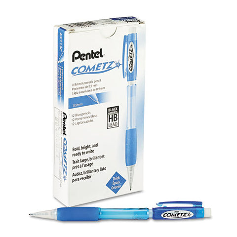 Cometz Mechanical Pencil, 0.9 Mm, Hb (#2), Black Lead, Blue Barrel, Dozen