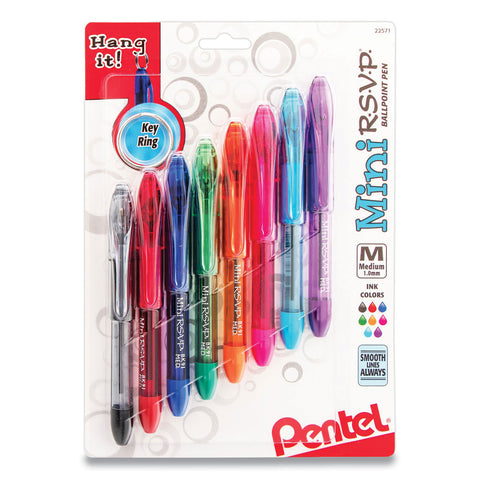 Mini R.s.v.p. Ballpoint Pen, Stick, Medium 1 Mm, Assorted Ink And Barrel Colors, 8/pack