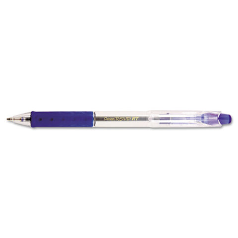 R.s.v.p. Rt Ballpoint Pen, Retractable, Medium 1 Mm, Blue Ink, Clear Barrel, Dozen