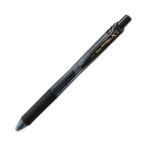 Energel-x Gel Pen, Retractable, Medium 0.7 Mm, Black Ink, Smoke/black Barrel, Dozen