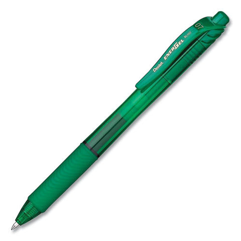 Energel-x Gel Pen, Retractable, Medium 0.7 Mm, Green Ink, Translucent Green/green Barrel, Dozen