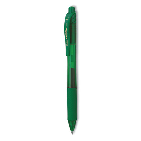 Energel-x Gel Pen, Retractable, Medium 0.7 Mm, Green Ink, Translucent Green/green Barrel, Dozen