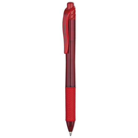 Energel-x Gel Pen, Retractable, Bold 1 Mm, Red Ink, Translucent Red/red Barrel, Dozen