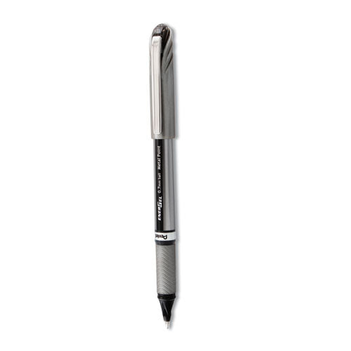 Energel Nv Gel Pen, Stick, Medium 0.7 Mm, Black Ink, Gray/black Barrel, Dozen