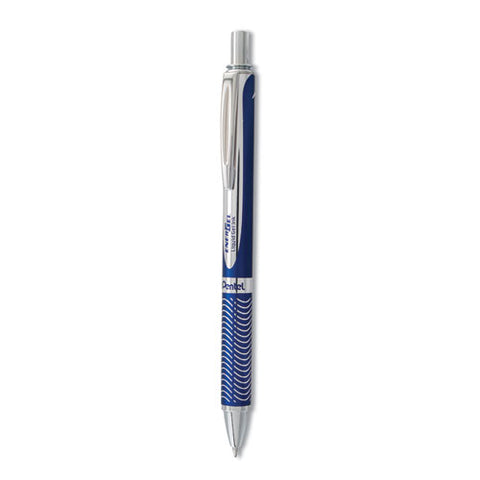 Energel Alloy Rt Gel Pen, Retractable, Medium 0.7 Mm, Black Ink, Blue Barrel