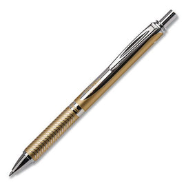 Energel Alloy Premium Gel Pen, Retractable, Medium 0.7 Mm, Black Ink, Gold Barrel