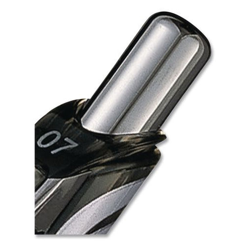 Energel Rtx Deluxe Gel Pen, Retractable, Medium 0.7 Mm, Black Ink, Silver/black Barrel, Dozen