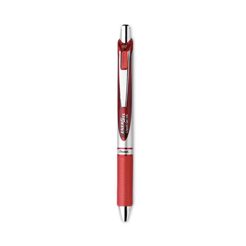 Energel Rtx Gel Pen, Retractable, Medium 0.7 Mm, Red Ink, Red/gray Barrel, 3/pack