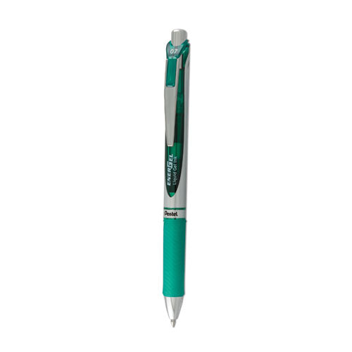 Energel Rtx Gel Pen, Retractable, Medium 0.7 Mm, Green Ink, Green/gray Barrel