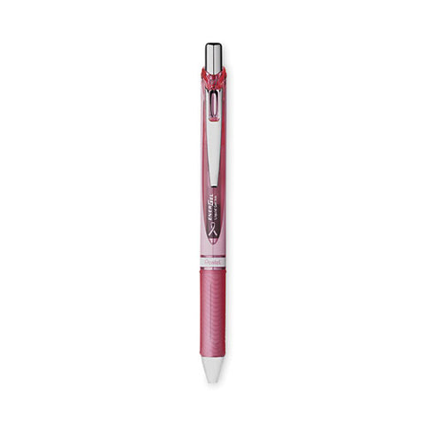 Energel Rtx Gel Pen, Breast Cancer Awareness, Retractable, Medium 0.7 Mm, Black Ink, Pink/silver Barrel, 3/pack