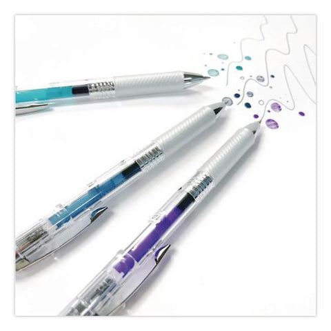 Energel Ice Rtx Liquid Gel Pen, Retractable, 0.7 Mm Medium, Assorted Ink, Clear Barrel, 5/pack