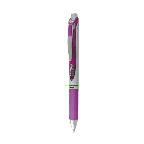 Energel Rtx Gel Pen, Retractable, Medium 0.7 Mm, Violet Ink, Violet/gray Barrel