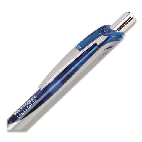 Energel Rtx Gel Pen, Retractable, Bold 1 Mm, Blue Ink, Blue/gray Barrel, Dozen