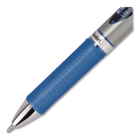 Energel Rtx Gel Pen, Retractable, Bold 1 Mm, Blue Ink, Blue/gray Barrel, Dozen