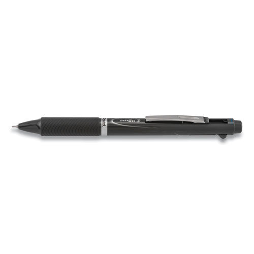 Energel 3 Multi-color Gel Pen, Retractable, Fine 0.5 Mm, Black/blue/red Ink, Gray Barrel