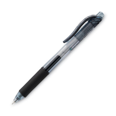 Energel-x Gel Pen, Retractable, Fine 0.5 Mm Needle Tip, Black Ink, Clear/black Barrel, Dozen