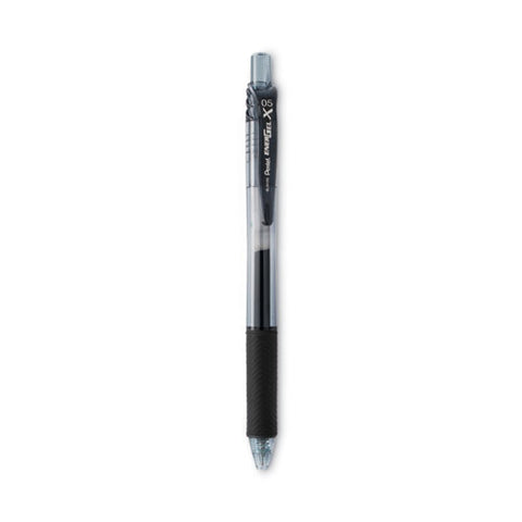 Energel-x Gel Pen, Retractable, Fine 0.5 Mm Needle Tip, Black Ink, Clear/black Barrel, Dozen