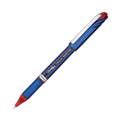 Energel Nv Gel Pen, Stick, Fine 0.5 Mm Needle Tip, Red Ink, Blue/red Barrel, Dozen