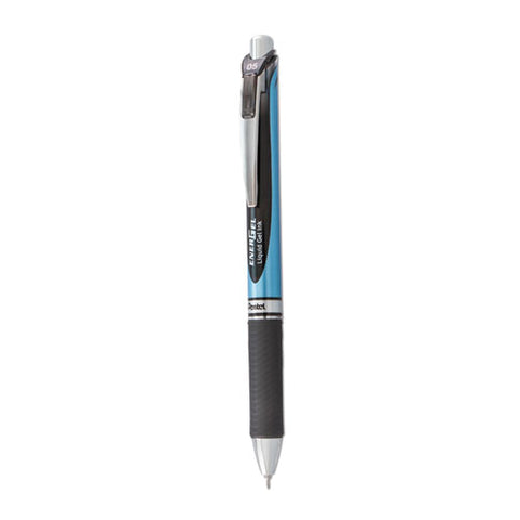 Energel Rtx Gel Pen, Retractable, Fine 0.5 Mm Needle Tip, Black Ink, Black/blue Barrel