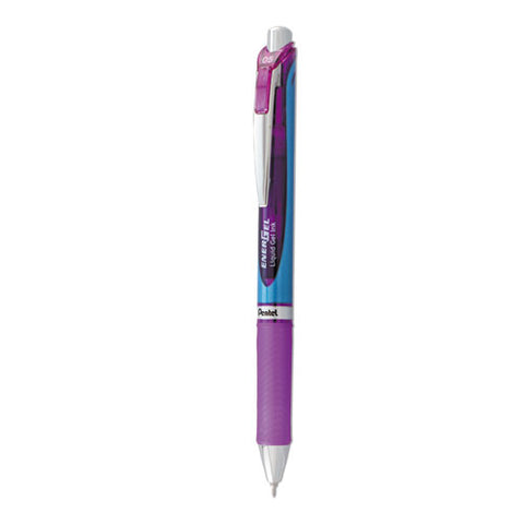 Energel Rtx Gel Pen, Retractable, Fine 0.5 Mm Needle Tip, Violet Ink, Violet/blue Barrel