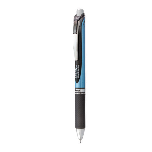 Energel Rtx Gel Pen, Retractable, Medium 0.7 Mm Needle Tip, Black Ink, Black/blue Barrel