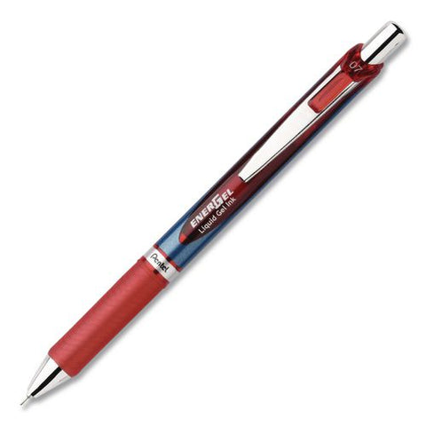 Energel Rtx Deluxe Gel Pen, Retractable, Medium 0.7 Mm, Red Ink, Red/blue Barrel, Dozen