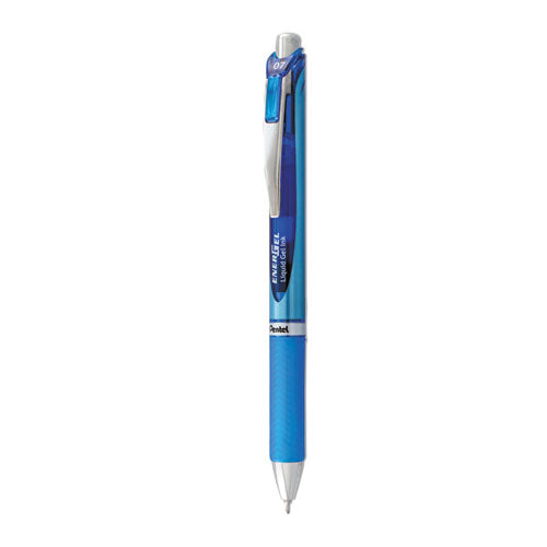 Energel Rtx Gel Pen, Retractable, Medium 0.7 Mm Needle Tip, Blue Ink, Blue/light Blue Barrel