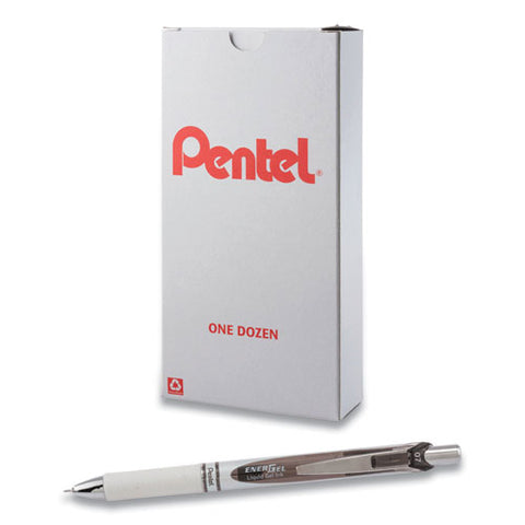 Energel Pearl Gel Pen, Retractable, Medium 0.7 Mm, Black Ink, White/black Barrel, Dozen