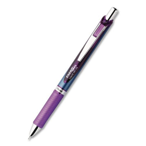 Energel Rtx Deluxe Gel Pen, Retractable, Medium 0.7 Mm, Violet Ink, Violet/blue Barrel, Dozen