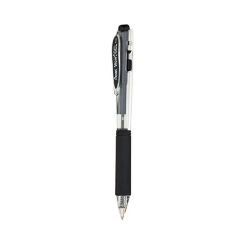 Wow! Gel Pen Bonus Pack, Retractable, Medium 0.7 Mm, Black Ink, Clear/black Barrel, 24/pack