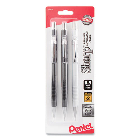 Sharp Mechanical Pencil, 0.5 Mm, Hb (#2), Black Lead, Assorted Barrel Colors, 3/pack