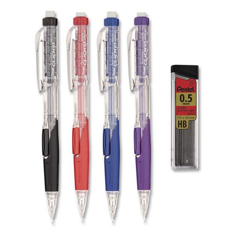 Twist-erase Click Mechanical Pencil, 0.5 Mm, Hb (#2), Assorted Barrel Colors, 6/pack