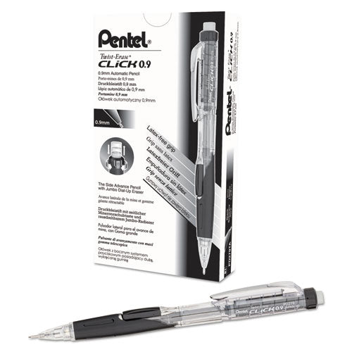 Twist-erase Click Mechanical Pencil, 0.9 Mm, Hb (#2), Black Lead, Black Barrel