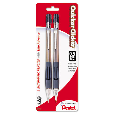 Quicker Clicker Mechanical Pencil, 0.5 Mm, Hb (#2), Black Lead, Smoke/black Barrel, 2/pack